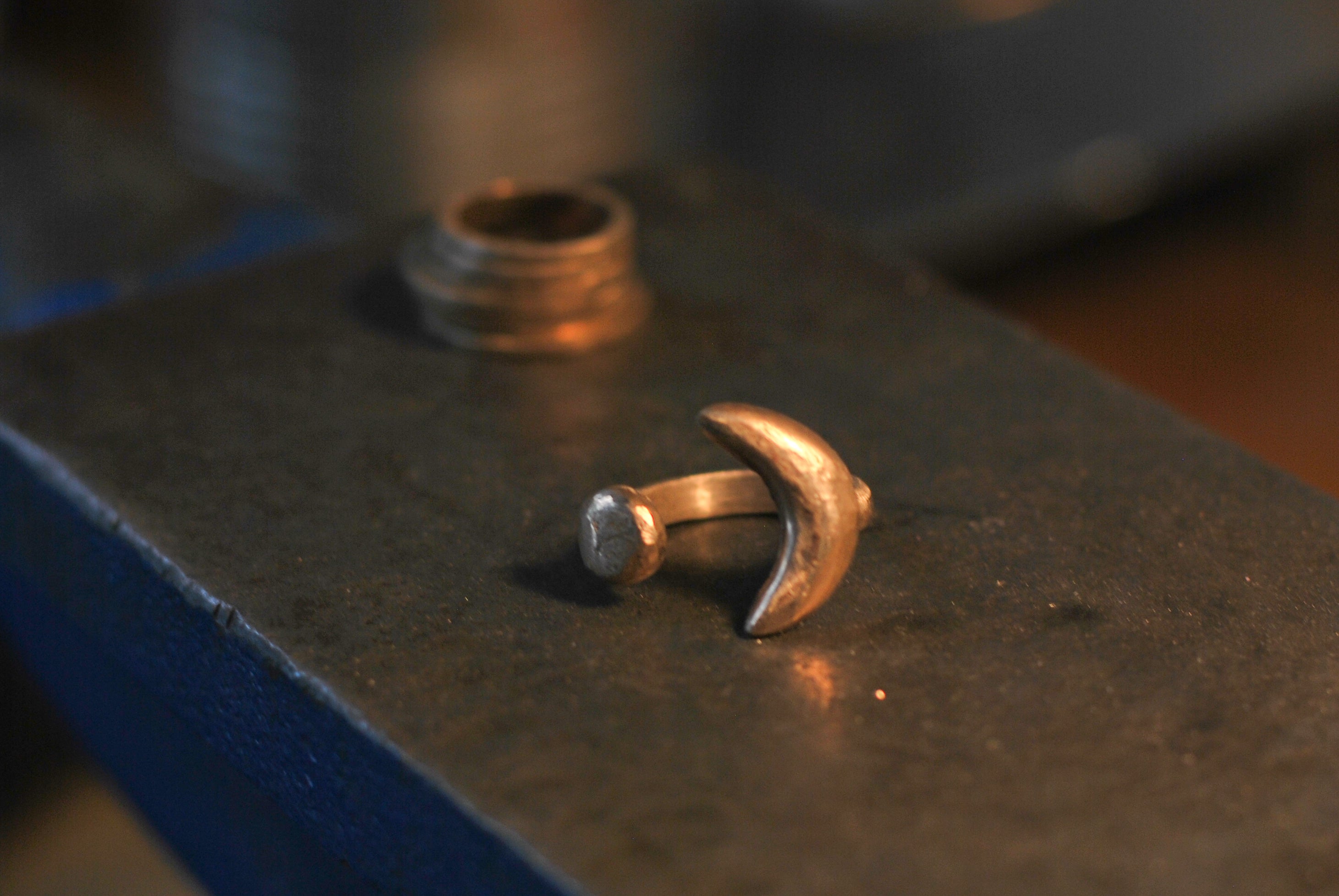 Bronze Cast Moon Ring