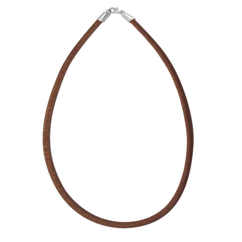 Raw Leather Cord Necklace with Sterling Silver Clasp