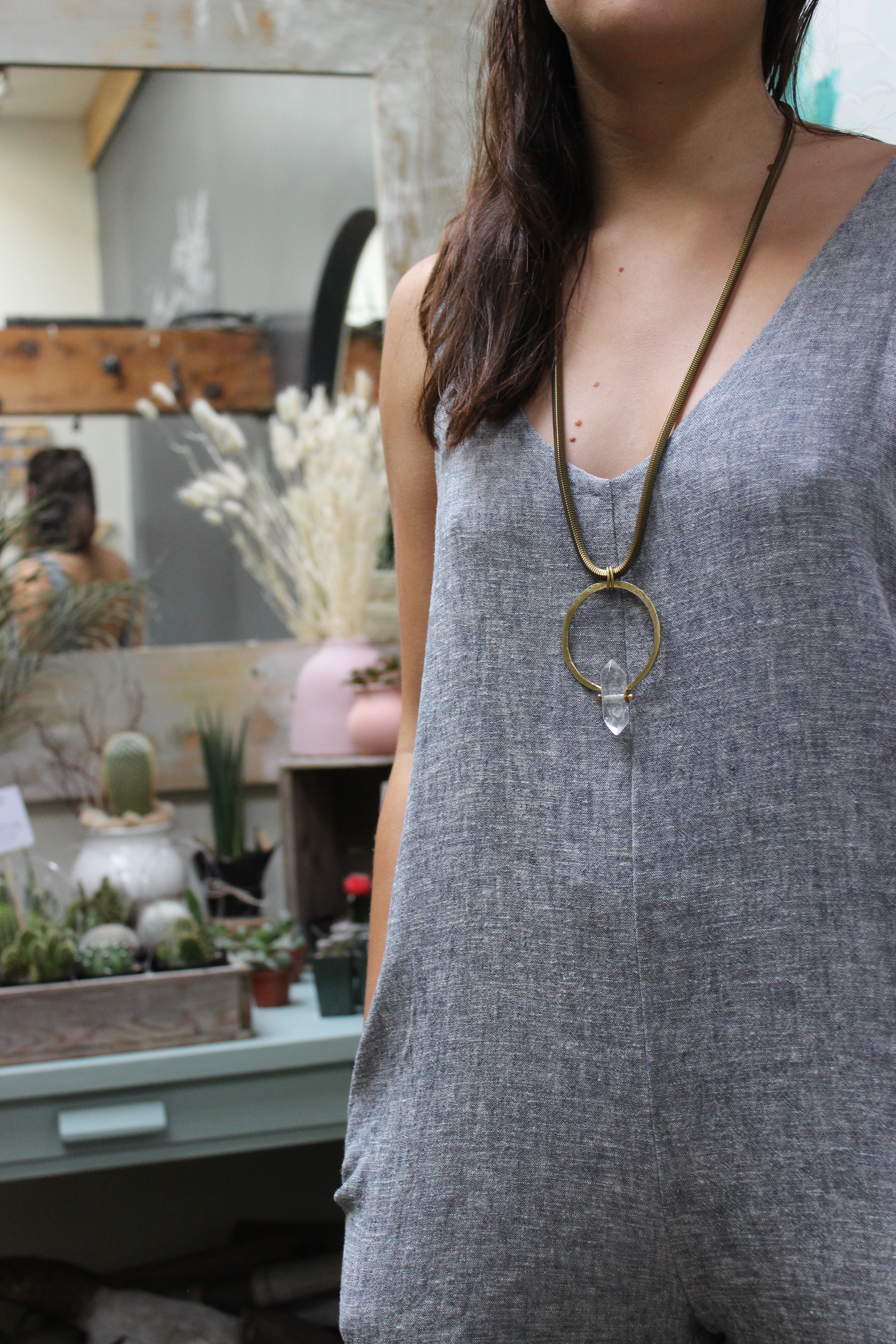 Chunky Quartz Crystal Pendant