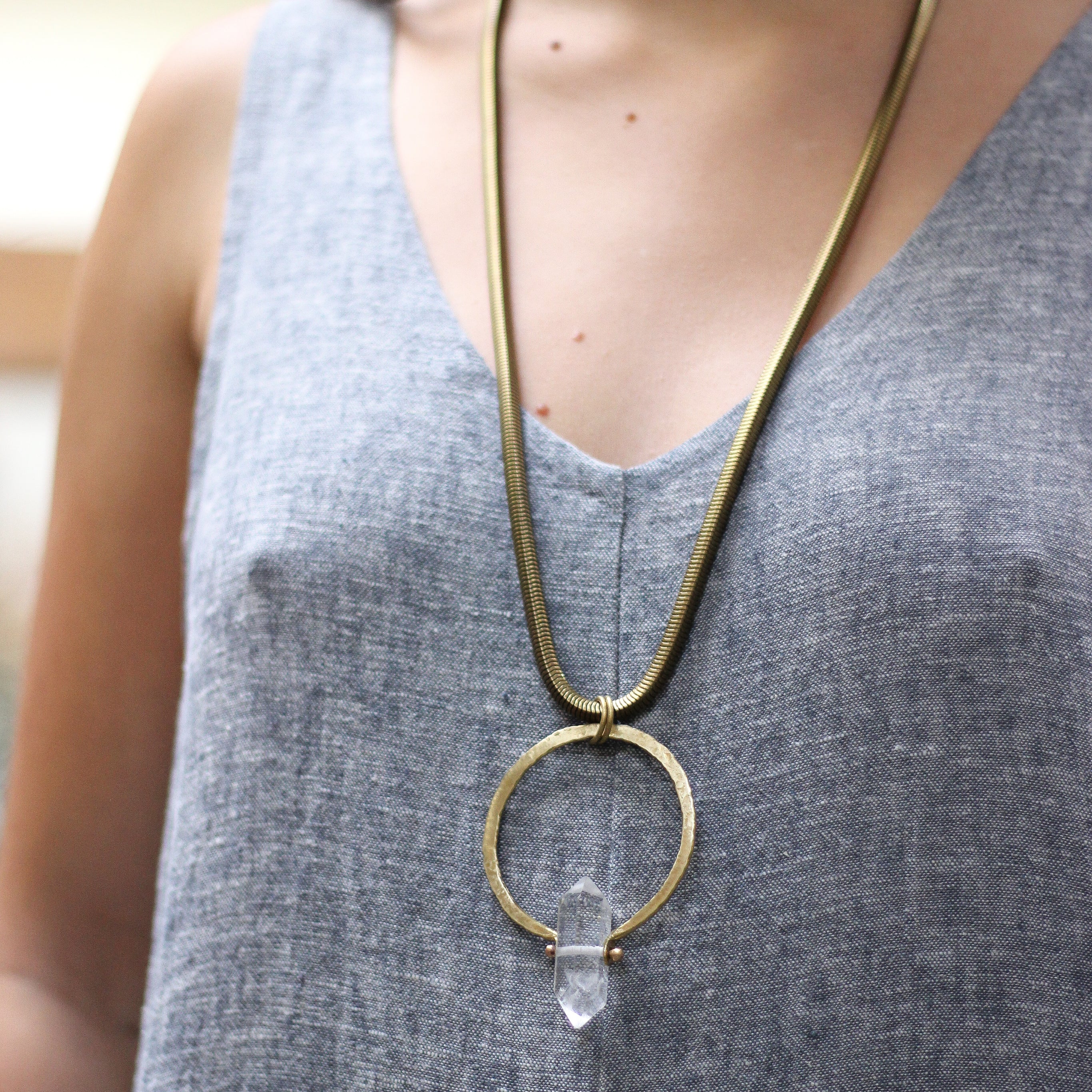 Chunky Quartz Crystal Pendant