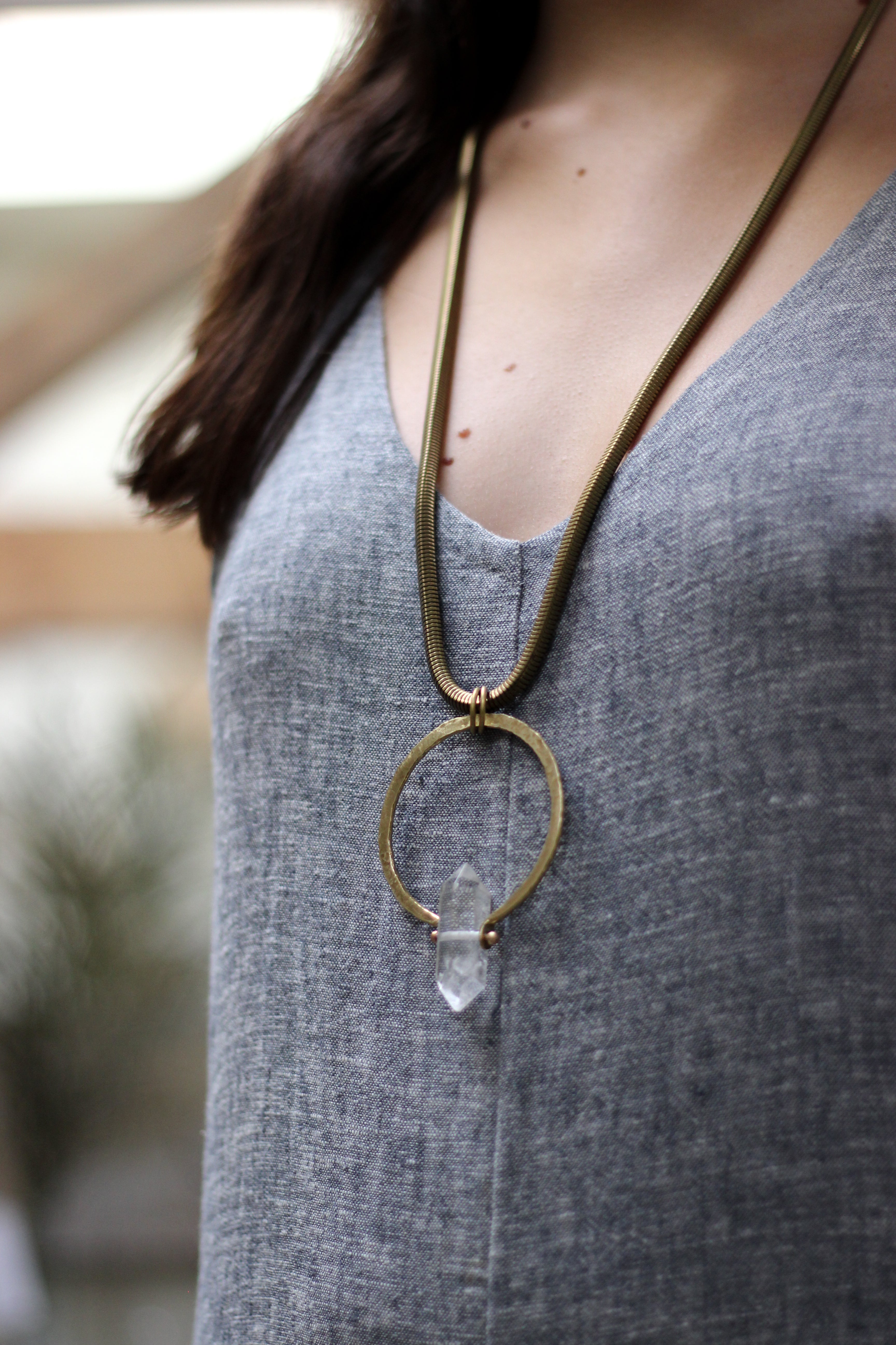 Chunky Quartz Crystal Pendant